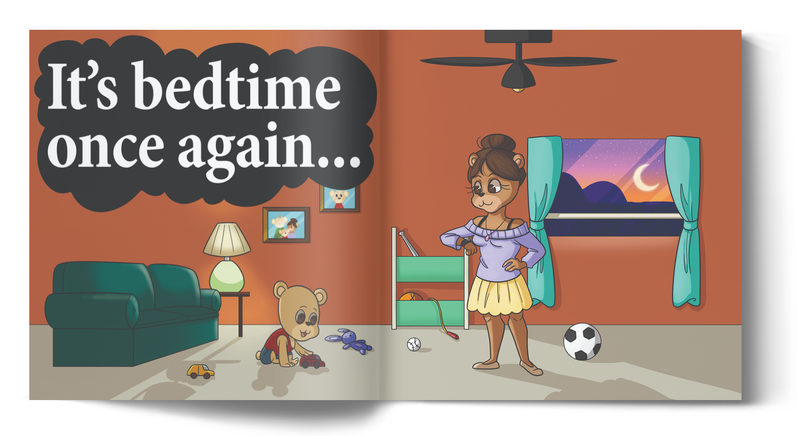 Bedtime Sleep time Nighttime Dream time is a sweet bedtime story that encourages routine keeping, gratitude, imagination and aspiration! Large Print, Reverse Contrast