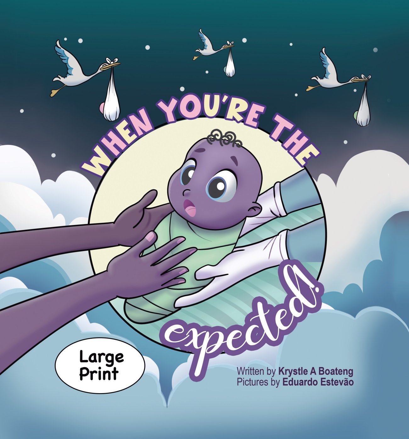 When you're the Expected! is a playful welcome home guide for newborns. Large Print, Reverse Contrast
